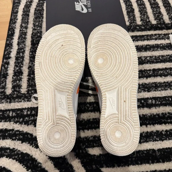 Nike Air Force 1s Low-Top Sneakers with Orange, Purple, Green & Black Accents - Picture 3 of 6